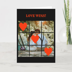 Love Wins Photo Message Black Valentine Card