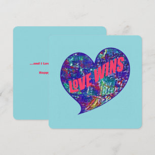 Love Wins Positive Vibes Blue Art Heart Thank You Card