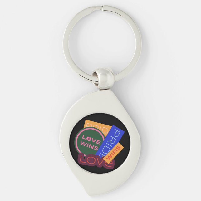 Love wins. Pride. Pride wins. LGBT+Pride  Keychain (Front)