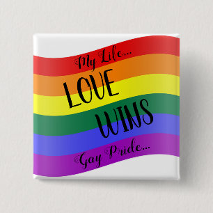 Love Wins Rainbow 15 Cm Square Badge