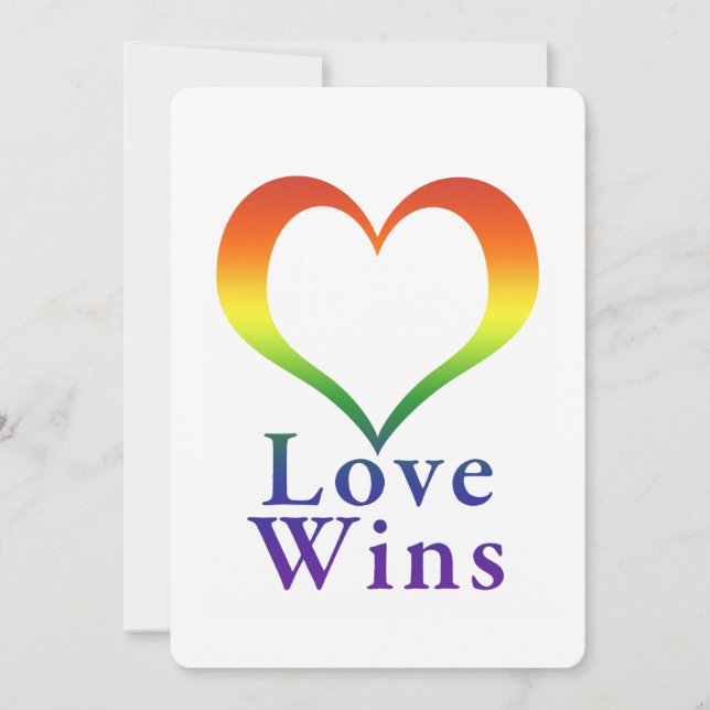 Love Wins Rainbow Heart Invitation (Front)
