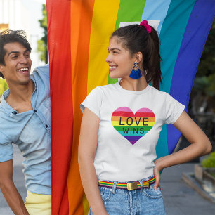 Love Wins Rainbow Heart Pride Month T-Shirt
