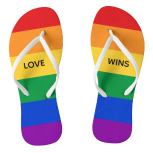 Love Wins Rainbow LGBTQ Flag Colours Custom Text Jandals