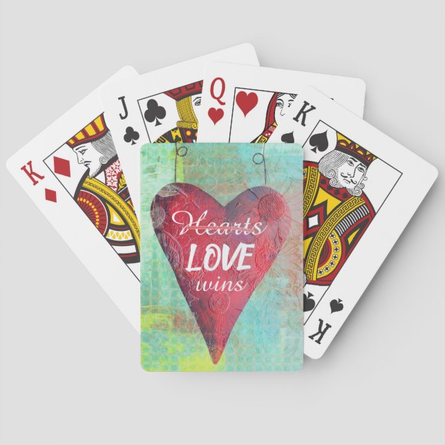 Love Wins Red Valentine's Heart Playing Cards (Back)