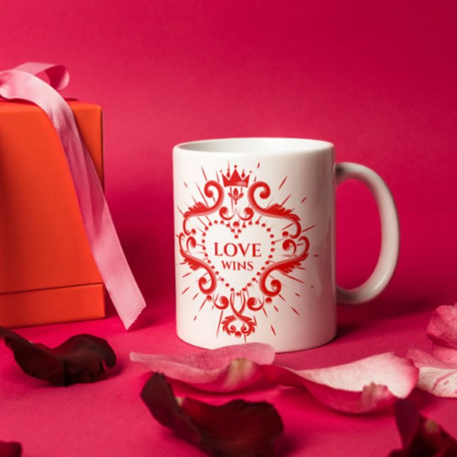 Love Wins Valentines Red Crown Frame Coffee Mug (Creator Uploaded)