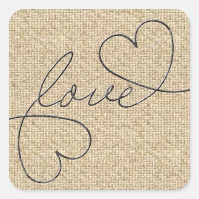 Love wire burlap design stickers (Front)