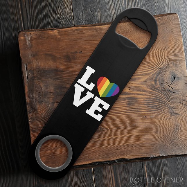 Love with a bright rainbow heart marriage equality (Custom Bar Key)