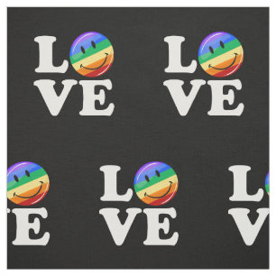 Love With A Happy Rainbow Flag Gay LGBT Fabric