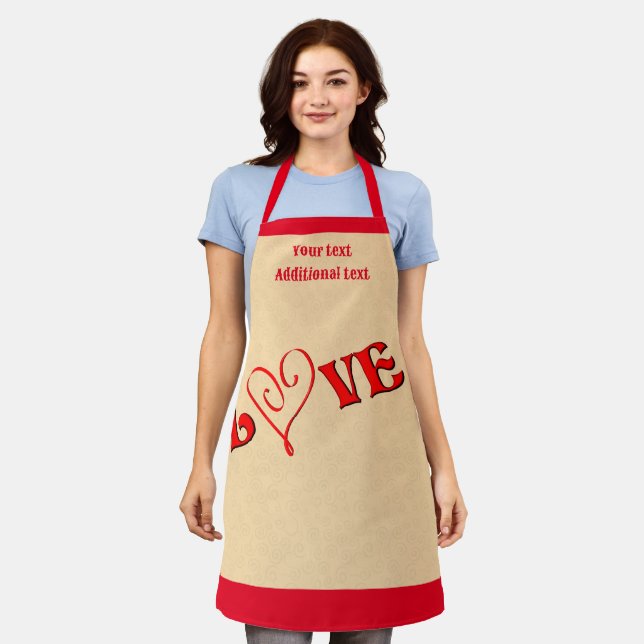 Love With A Heart Personalised Apron (Worn)