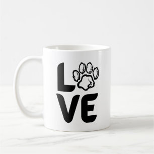 Love with a Paw print - Dog, Cat, Animal Coffee Mug