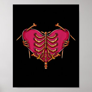 Love With Bones Hand Heart Funny Bones Love Poster