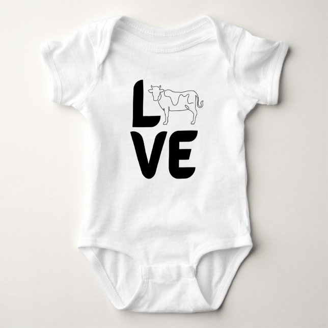 Love with Cow as the O Baby Bodysuit (Front)