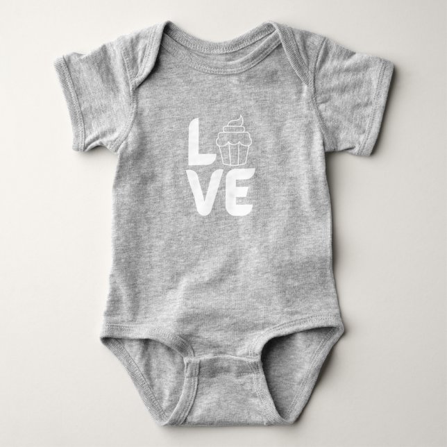 Love with Cupcake - White  Baby Bodysuit (Front)