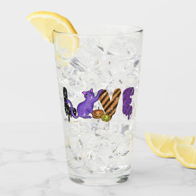 Love with Cute Cat for Halloween Glass (Front Ice)