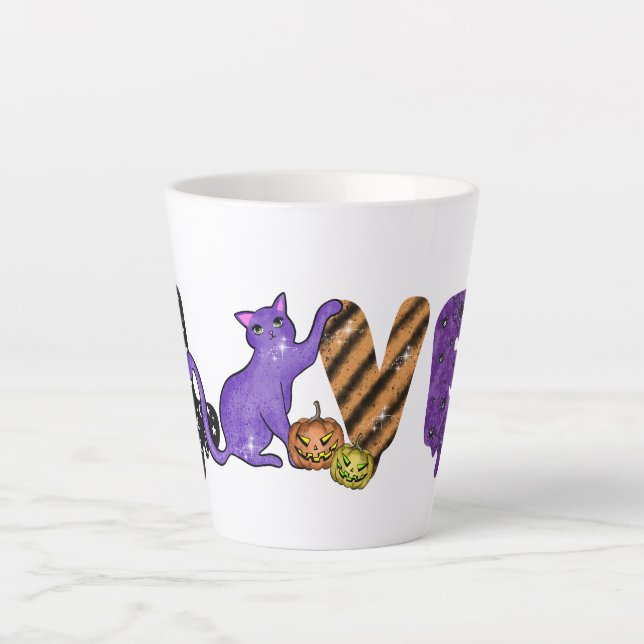 Love with Cute Cat for Halloween Latte Mug (Front)