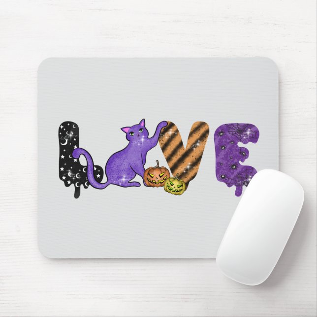 Love with Cute Cat for Halloween Mouse Pad (With Mouse)