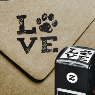 LOVE with Dog Paw Print Self-inking Stamp