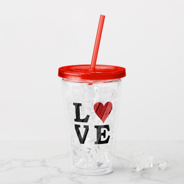 LOVE with Heart Acrylic Tumbler (Back Ice)