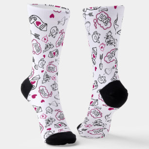 Love with Heart Flowers Socks