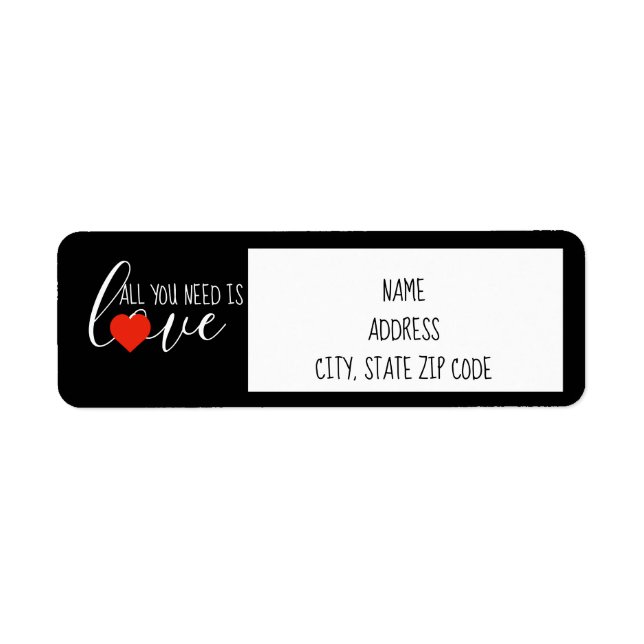 Love With Heart Return Address Label (Front)