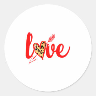 Love With Heart Valentine Day Premium  Classic Round Sticker