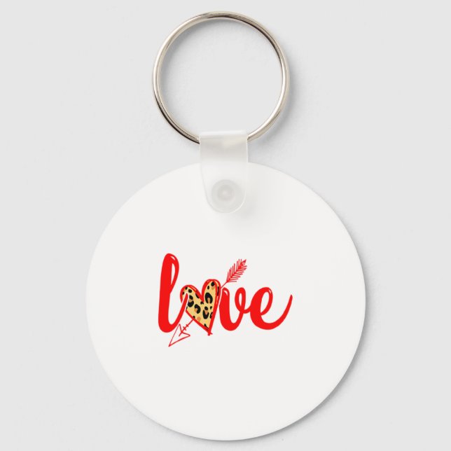 Love With Heart Valentine Day Premium  Key Ring (Front)