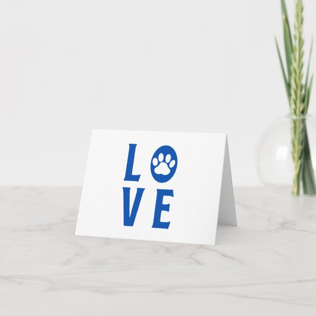 Love with Paw Print (Cats, Dogs, Pets) BLANK Card (Front)