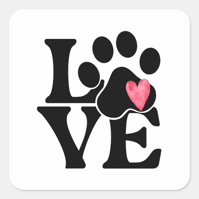 Love with Paw Print Sticker (Front)
