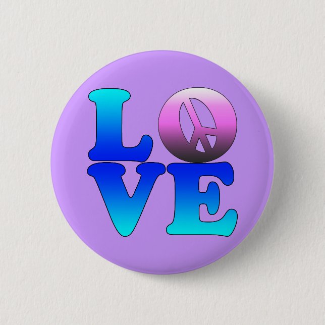 Love with Peace Sign 6 Cm Round Badge (Front)
