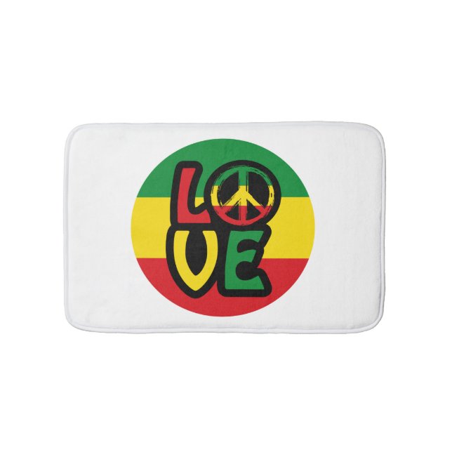 LOVE with peace symbol, reggae style Bath Mat (Front)