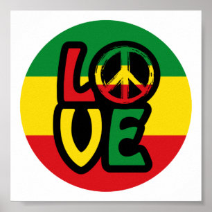 LOVE with peace symbol, reggae style Poster
