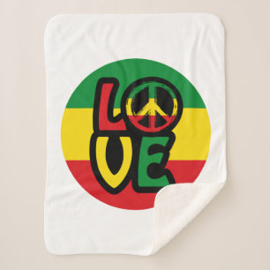 LOVE with peace symbol, reggae style Sherpa Blanket