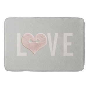 LOVE with Pink Heart Bath Mat