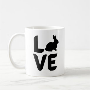 Love with Rabbit Black Design Coffee Mug