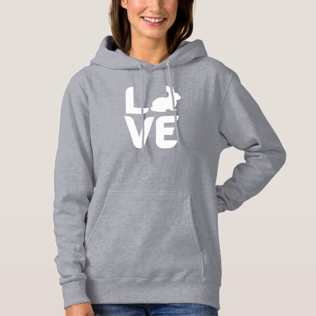 Love with Rabbit O - White Design Hoodie (Front)