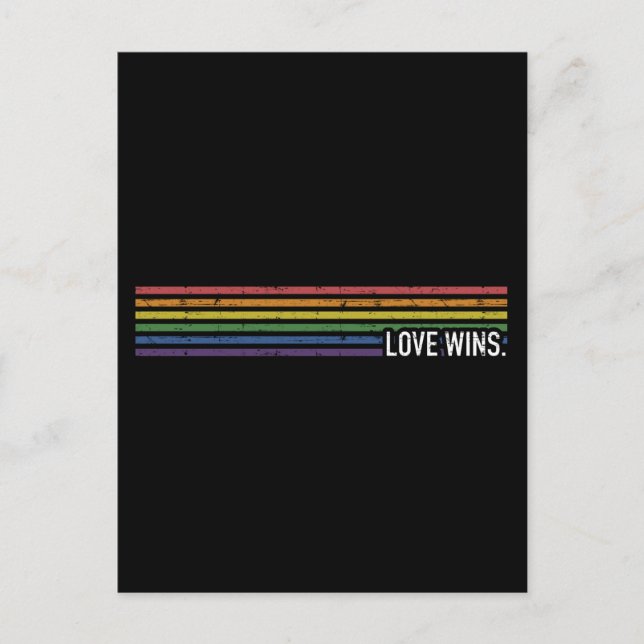 Love with rainbow flag wins gay lesbian support postcard (Front)