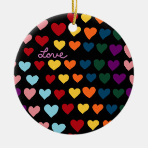 Love With Rainbow of Hearts Ceramic Tree Decoration
