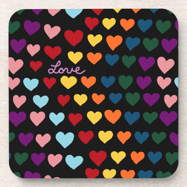 Love With Rainbow of Hearts Coaster (Front)