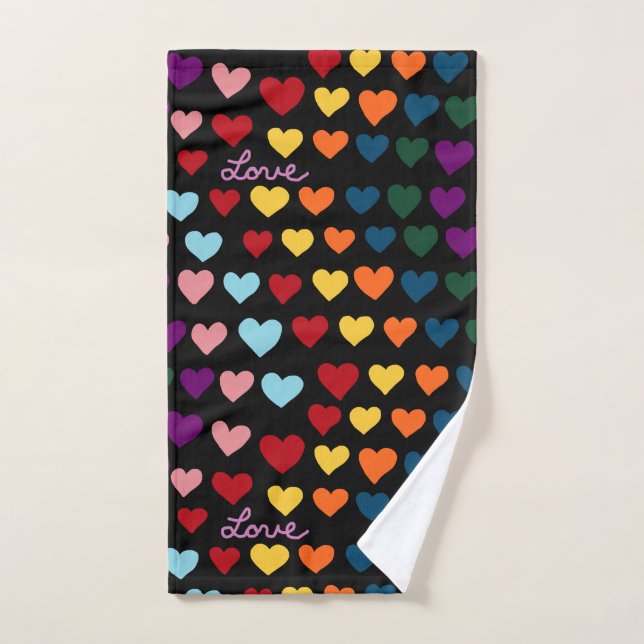 Love With Rainbow of Hearts Hand Towel (Hand Towel)