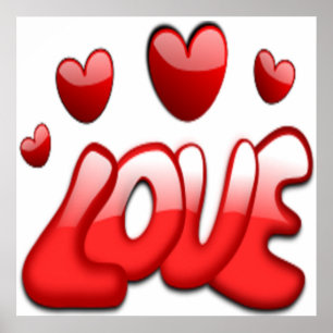 LOVE WITH RED HEARTS POSTER