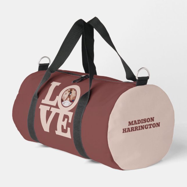LOVE with YOUR Photo & Name Duffle Bag (Left Corner)