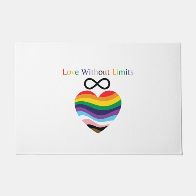 Love Without Limits – Rainbow Heart with Infinity  Doormat (Front)