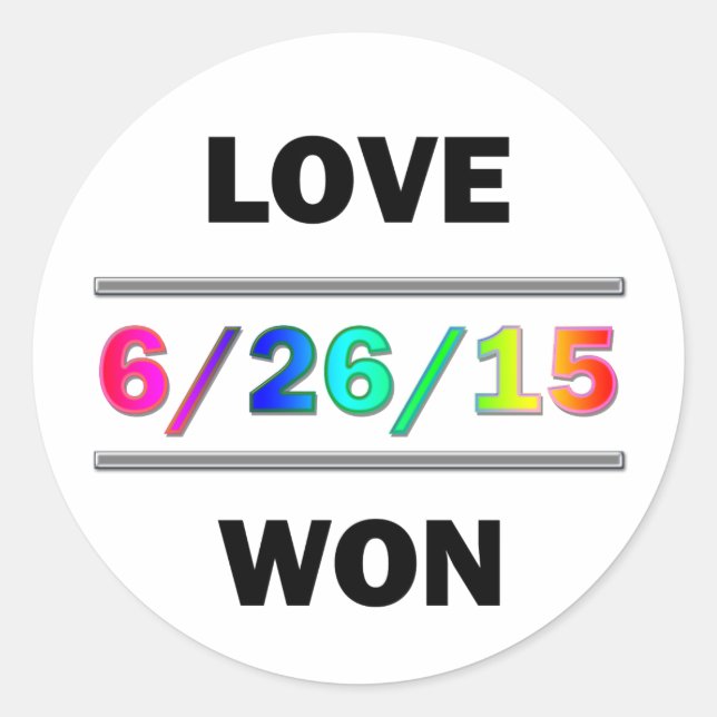 Love Won Classic Round Sticker (Front)