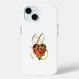 Love Word and Heart iPhone 15 Case