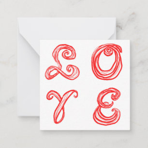 LOVE word art fabric font red letters Card