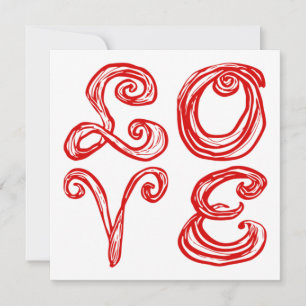 LOVE Word Art Fabric Font Red Letters Card