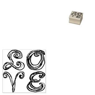 LOVE Word Art Fabric Font Red Letters  Rubber Stamp