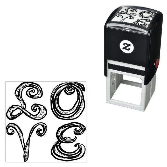 LOVE Word Art Fabric Font Red Letters  Self-inking Stamp (In Situ)