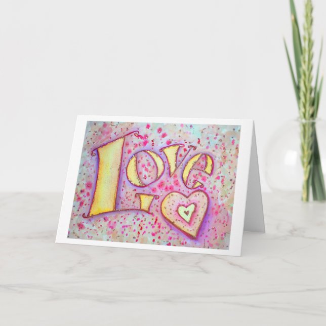 Love Word Art Greeting Card or Note Cards (Front)