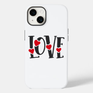 Love Word Art Hearts Red Black Valentine's Case-Mate iPhone 14 Case